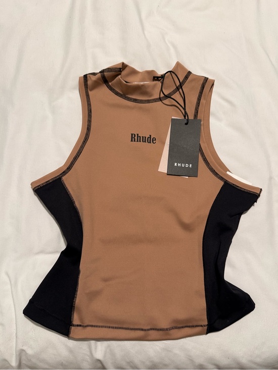 Rhude Tops - Rhude Brown Tank Top and Matching Skirt with Black Side Panels